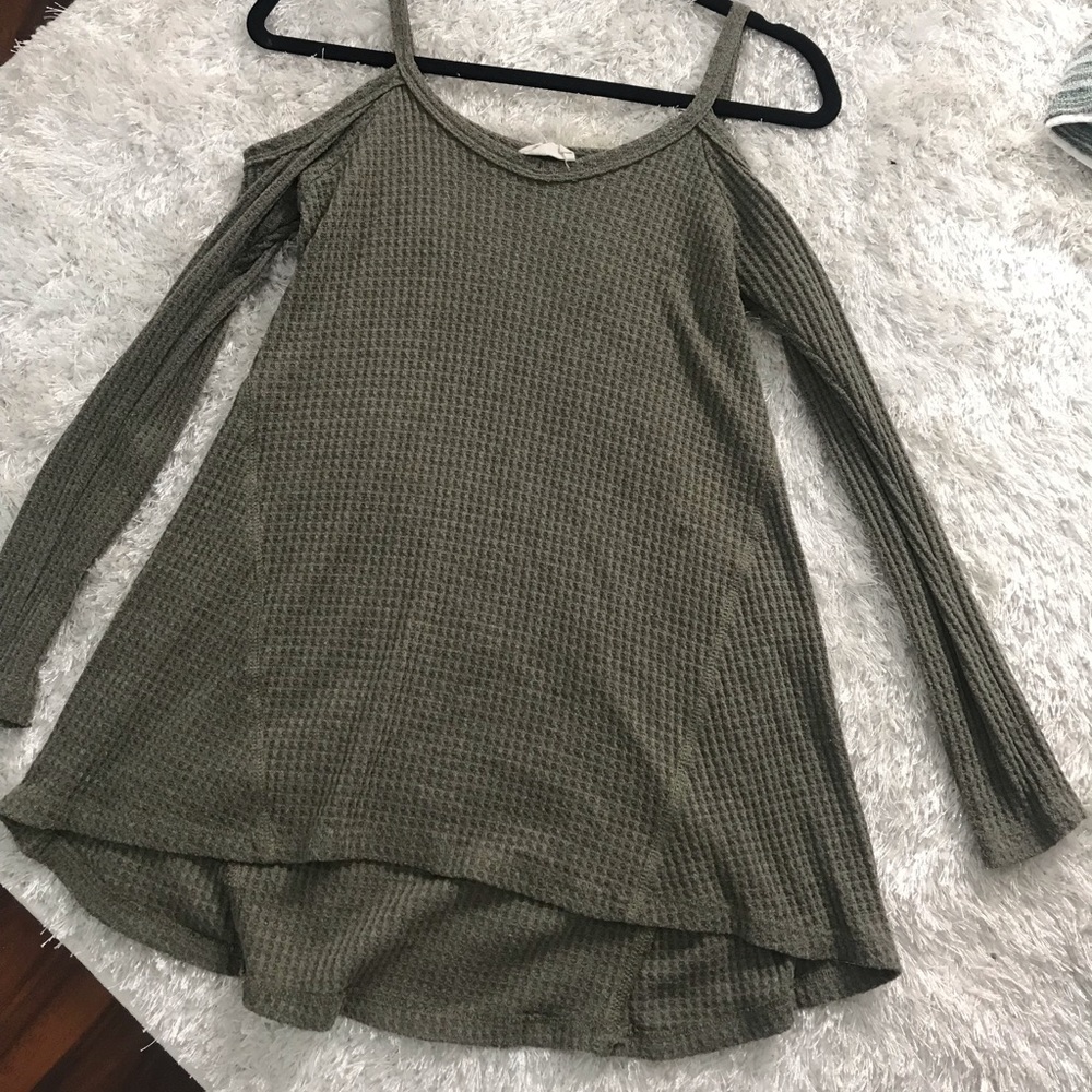 Off the shoulder long sleeve sweater